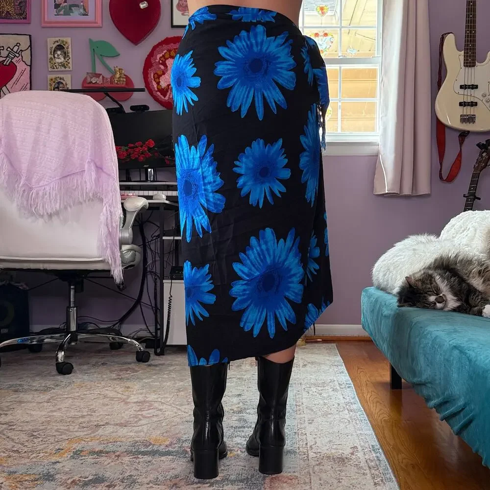 Vintage 90s / Y2K floral sarong wrap skirt